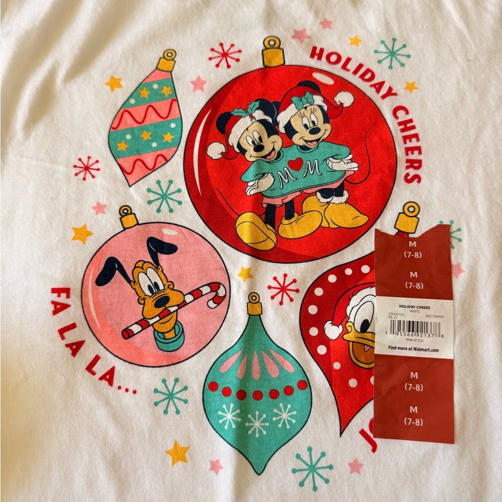 Disney Kids Holiday Cheer T-Shirt - White size M (7-8) - Picture 4 of 8